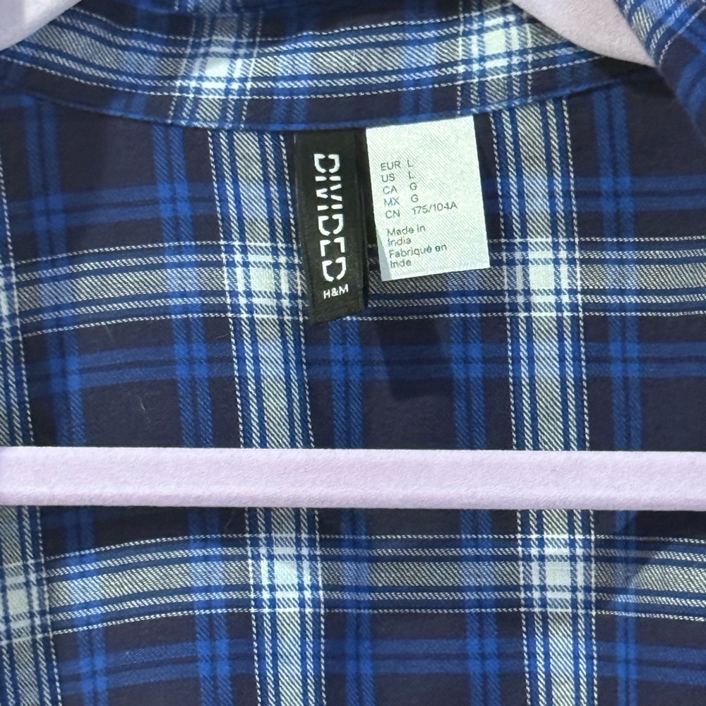 Vintage y2k H&M Divided Blue Plaid Cropped Shirt - Picture 3 of 5
